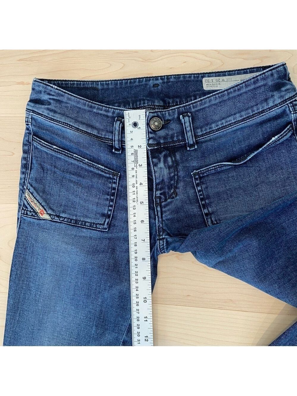 Diesel jeans Husky slim skinny low rise leather black tag blue stretch denim 25 - Picture 10 of 13